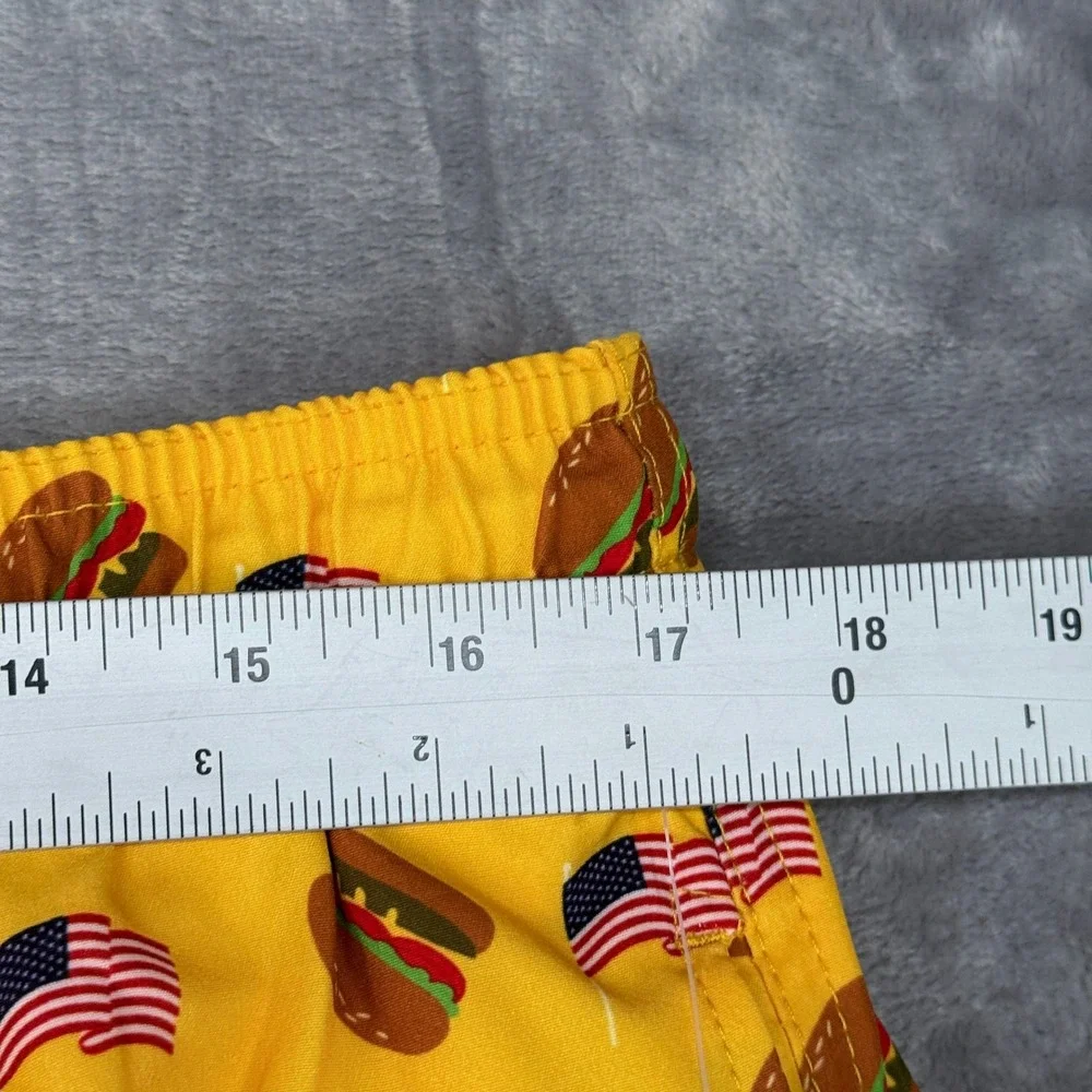 Brooklyn Swim Trunk Cloth Kent Ave Men XL Yellow Burger American Flag Volley NWT